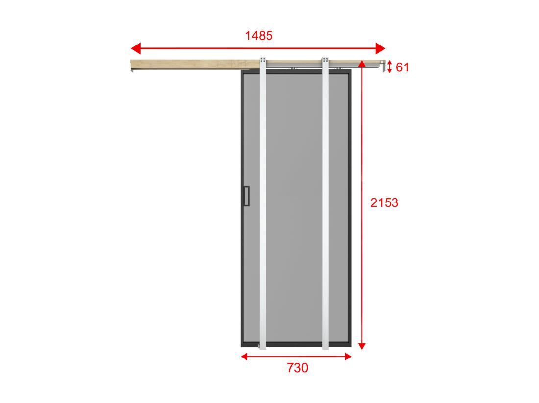 Vente Unique Porte Coulissante Avec Système à Galandage - Aluminium Et Verre Trempé Fumé - H205 X L73 Cm - LINCI II