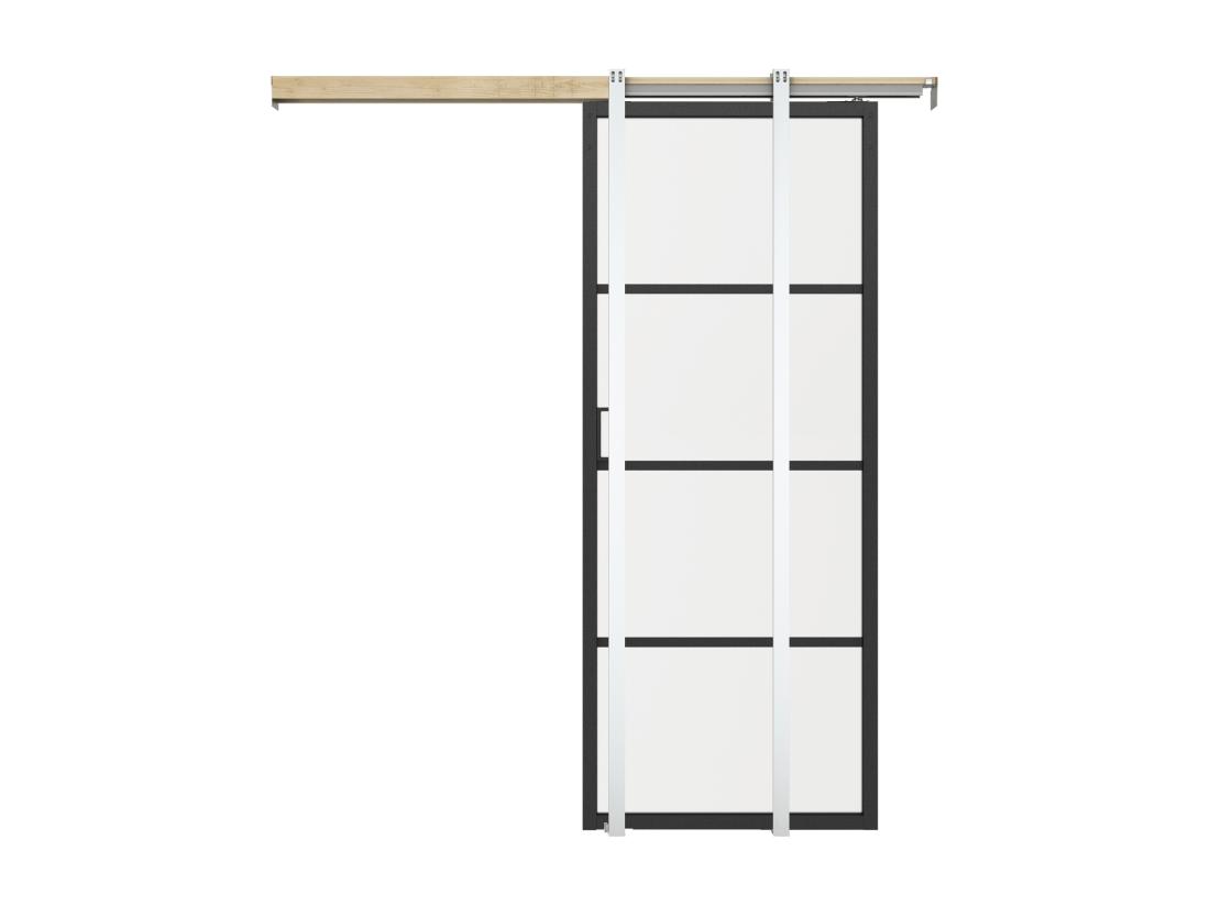 Vente Unique Porte Coulissante Avec Système à Galandage - Aluminium Et Verre Trempé Transparent - H205 X L83 Cm - SINCA II