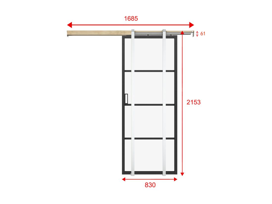 Vente Unique Porte Coulissante Avec Système à Galandage - Aluminium Et Verre Trempé Transparent - H205 X L83 Cm - SINCA II