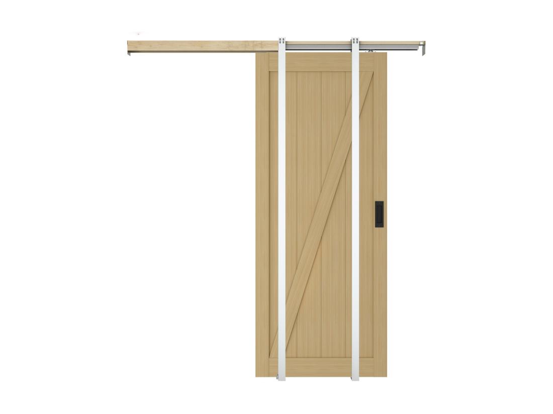 Vente Unique Porte Coulissante Avec Système à Galandage En Bois Et MDF - Naturel Clair - H205 X L93 Cm - BALERMA
