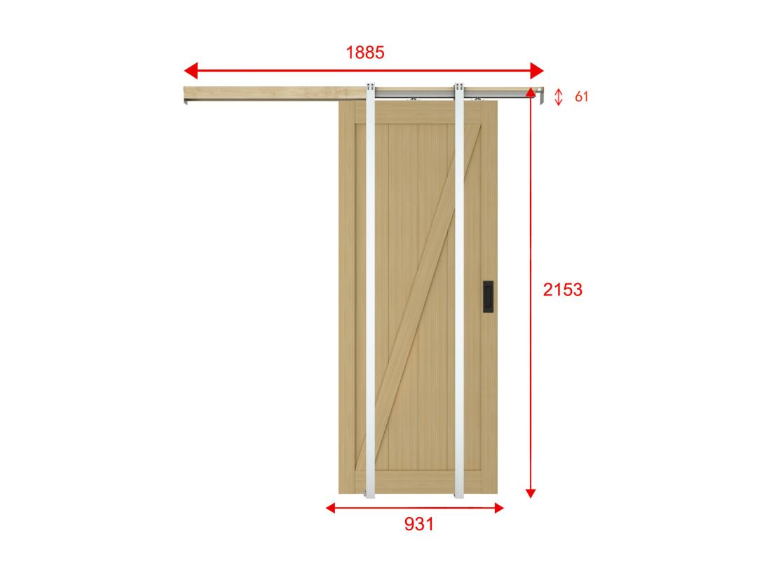 Vente Unique Porte Coulissante Avec Système à Galandage En Bois Et MDF - Naturel Clair - H205 X L93 Cm - BALERMA