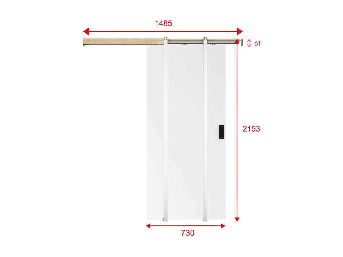 Vente Unique Porte Coulissante Avec Système à Galandage - H205 X L73 Cm - MDF + PVC Blanc - VARIN II