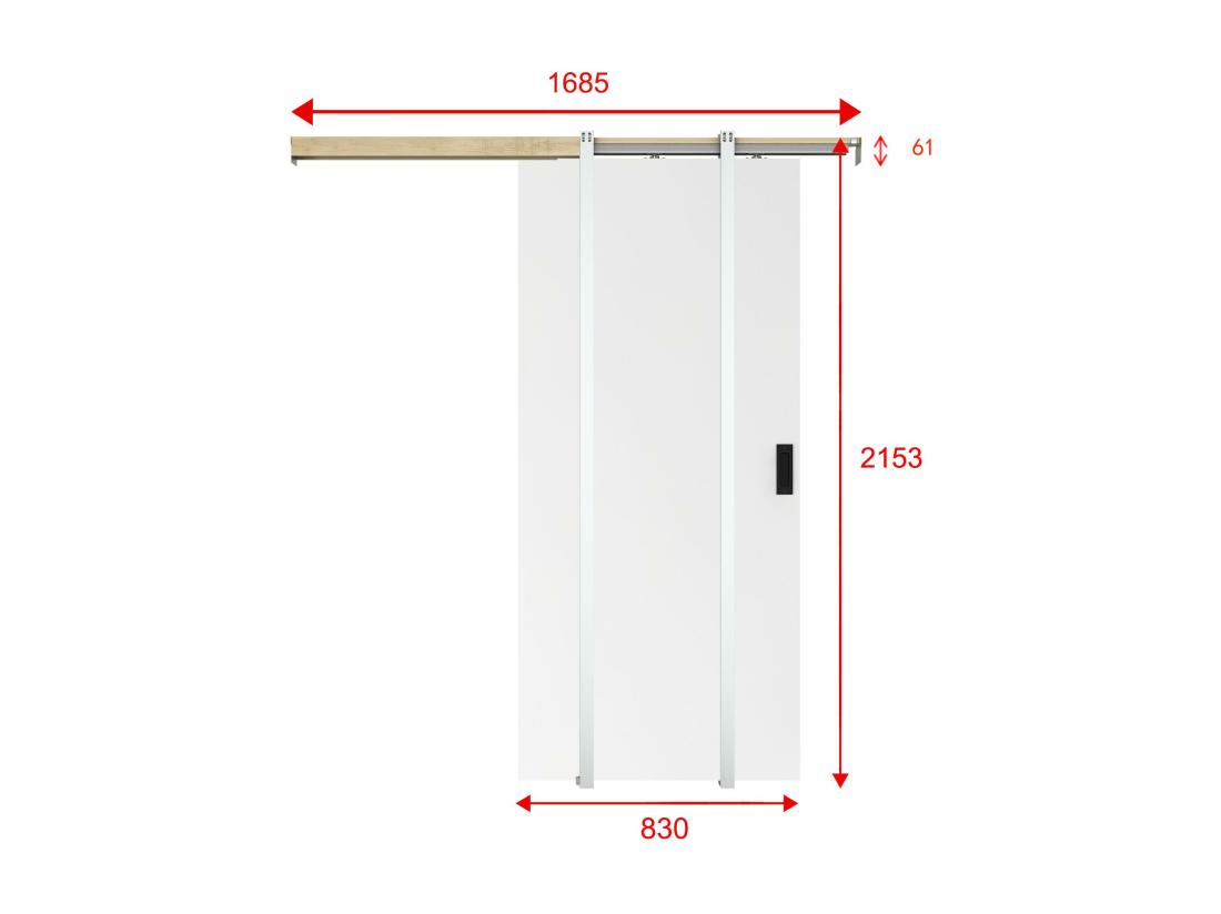 Vente Unique Porte Coulissante Avec Système à Galandage - H205 X L83 Cm - MDF + PVC Blanc - VARIN II