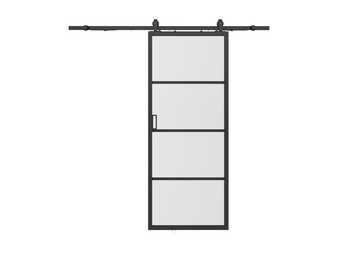 Vente Unique Porte Coulissante Avec Système En Applique - Aluminium Et Verre Trempé Transparent - H205 X L83 Cm - SINCA II