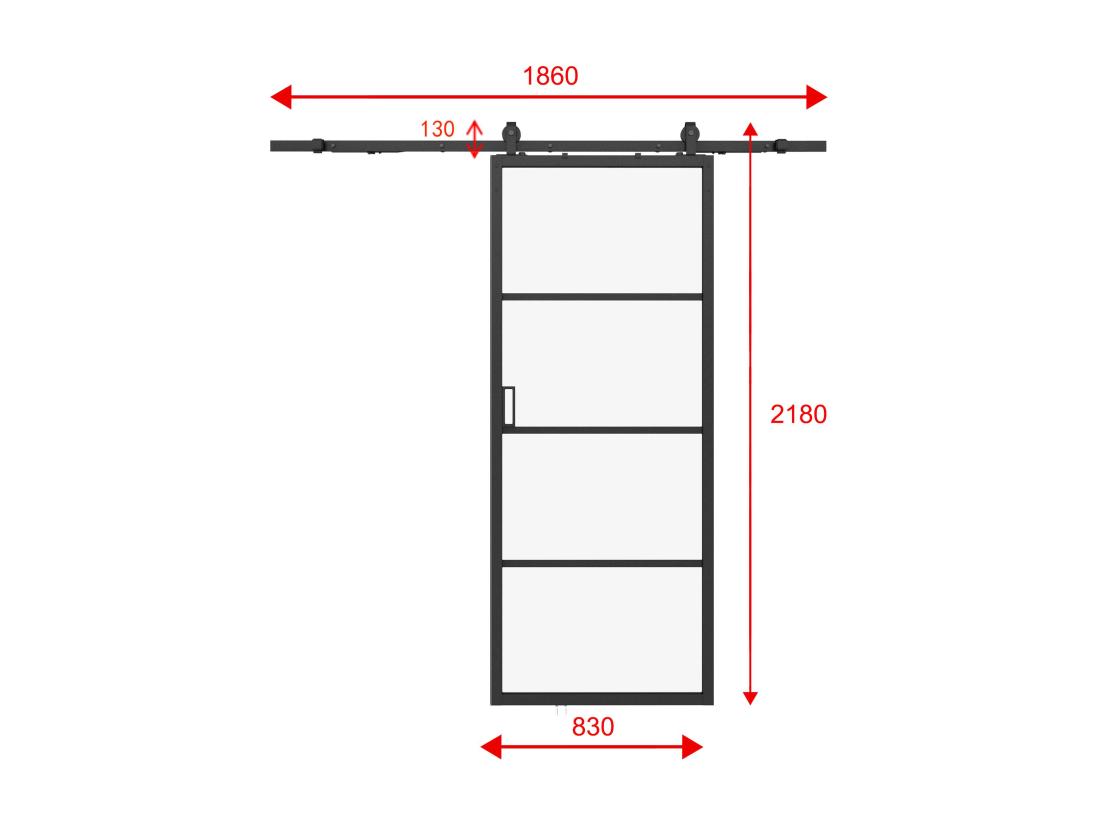 Vente Unique Porte Coulissante Avec Système En Applique - Aluminium Et Verre Trempé Transparent - H205 X L83 Cm - SINCA II
