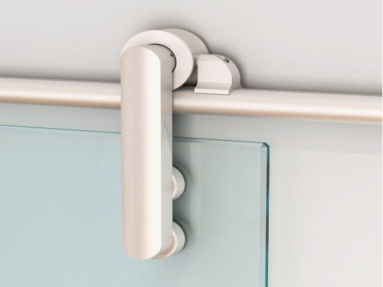 Vente Unique Porte Coulissante Avec Système En Applique CLEAVER - H205 X L73 Cm - Verre Trempé Dépoli