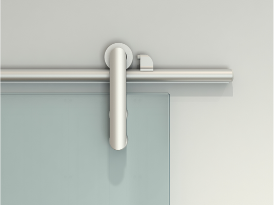 Vente Unique Porte Coulissante Avec Système En Applique CLEAVER - H205 X L93 Cm - Verre Trempé Dépoli