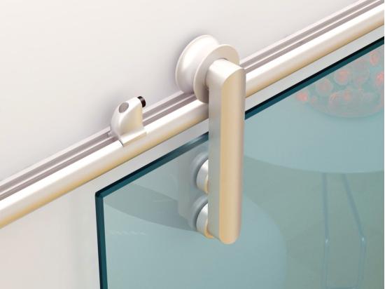Vente Unique Porte Coulissante Avec Système En Applique CLEAVER - H205 X L83 Cm - Verre Trempé Dépoli