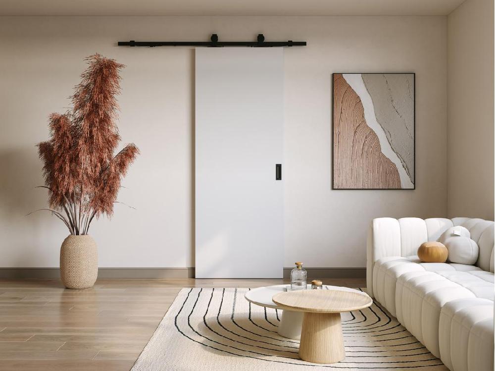 Vente Unique Porte Coulissante Avec Système En Applique - H205 X L93 Cm - MDF + PVC Blanc - VARIN II