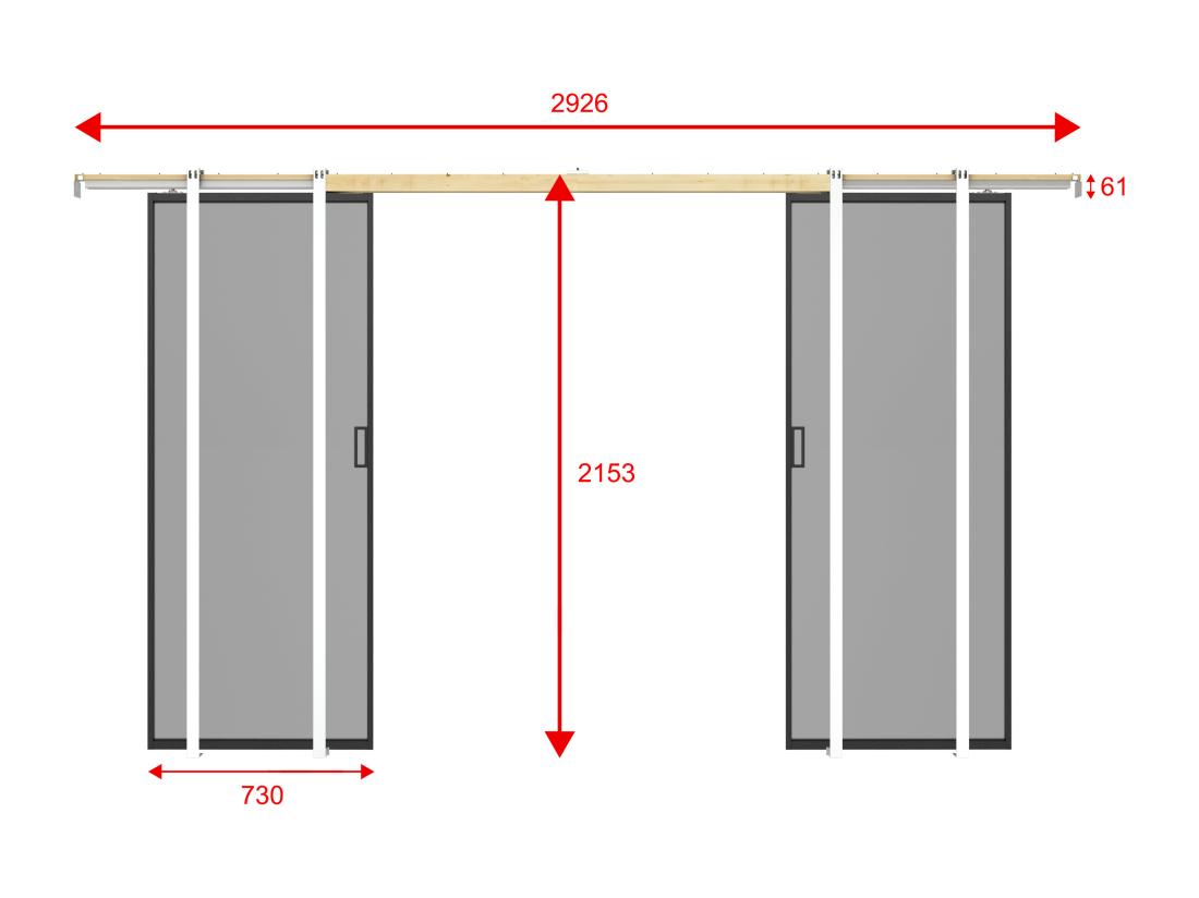 Vente Unique Porte Coulissante Double Avec Système à Galandage - Aluminium Et Verre Trempé Fumé - 2 X H205 X L73 Cm - LINCI II