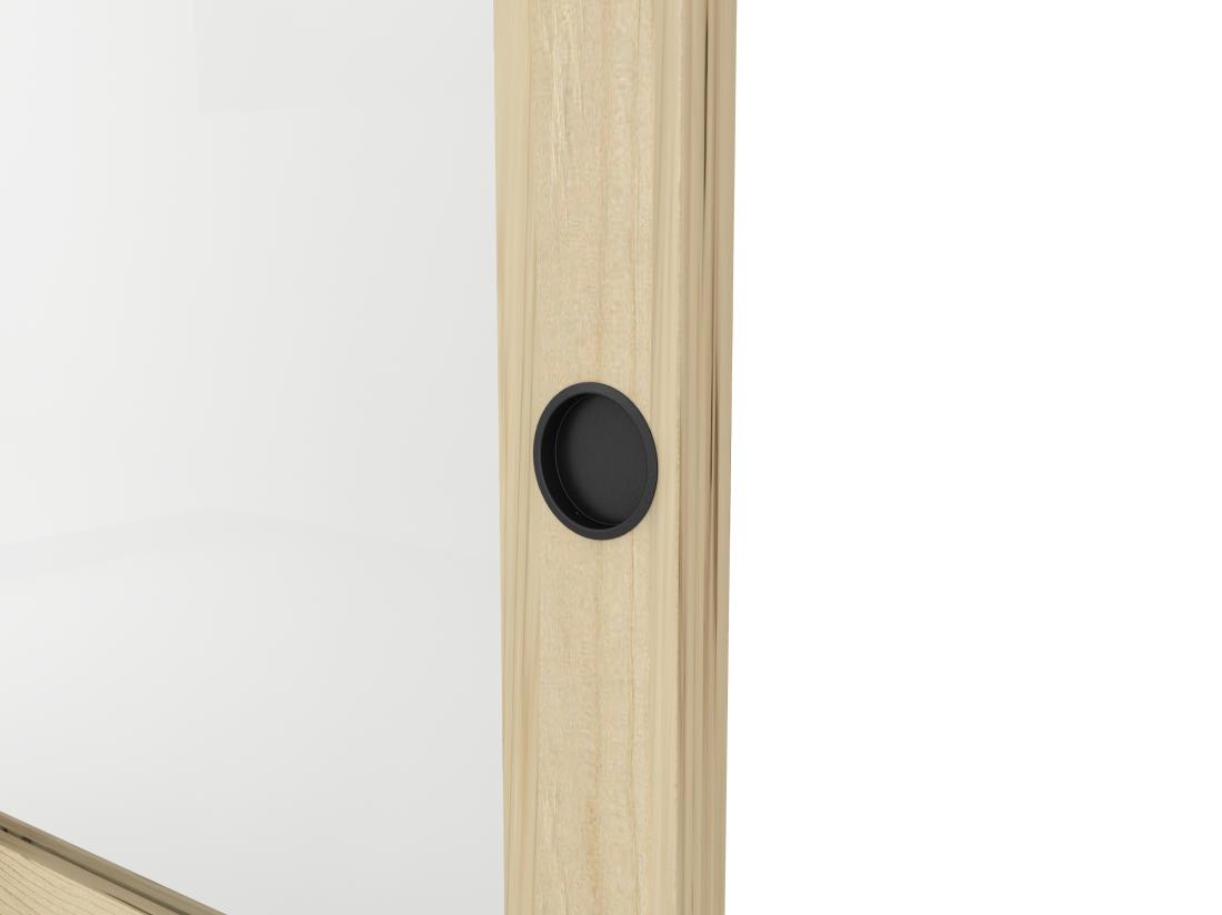 Vente Unique Porte Coulissante Double Avec Système à Galandage En Bois Et Verre Trempé Dépoli - 3 Fenêtres - 2 X H205 X L73 Cm - ACOSTA II