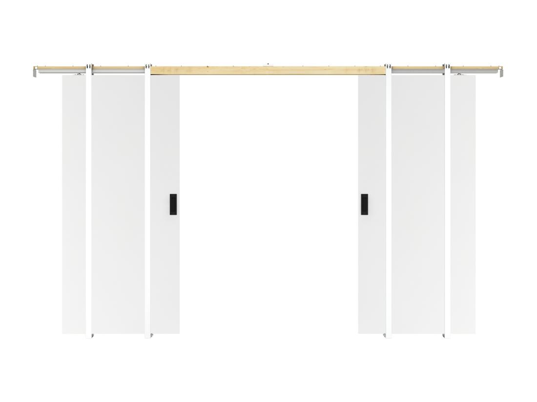 Vente Unique Porte Coulissante Double Avec Système à Galandage - 2 X H205 X L73 Cm - MDF + PVC Blanc - VARIN II
