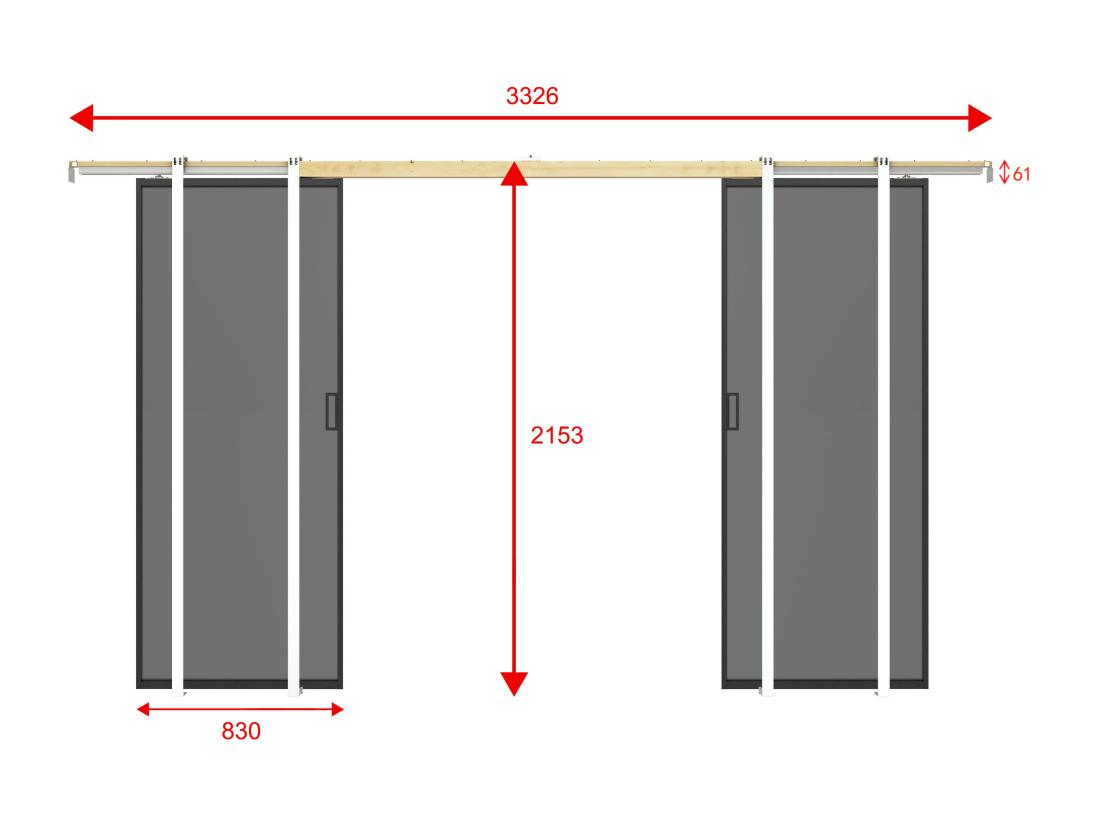 Vente Unique Porte Coulissante Double Avec Système à Galandage - Aluminium Et Verre Trempé Fumé Dépoli - 2 X H205 X L83 Cm - LINCI II