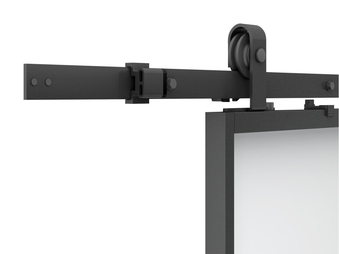 Vente Unique Porte Coulissante Double Avec Système En Applique - Aluminium Et Verre Trempé Dépoli - 2 X H205 X L63 Cm - LINCI II