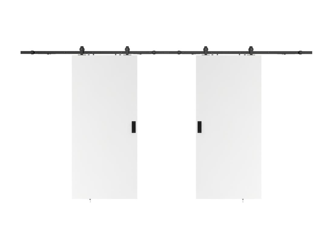 Vente Unique Porte Coulissante Double Avec Système En Applique - 2 X H205 X L93 Cm - MDF + PVC Blanc - VARIN II