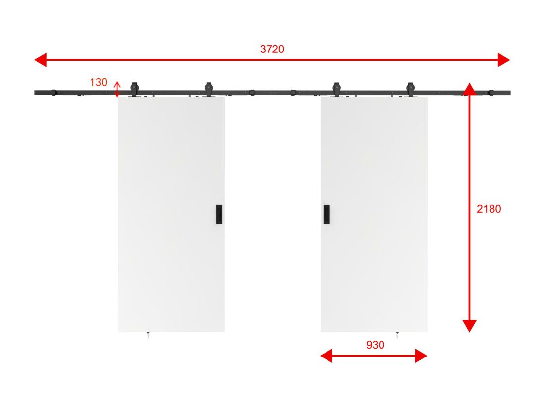 Vente Unique Porte Coulissante Double Avec Système En Applique - 2 X H205 X L93 Cm - MDF + PVC Blanc - VARIN II