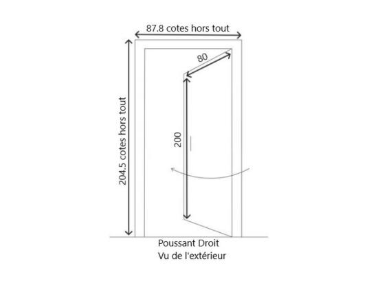 Vente Unique Porte D'Entrée Bois Vitrée Vauban H 200Xl 80 P Droit Côtes Tableau