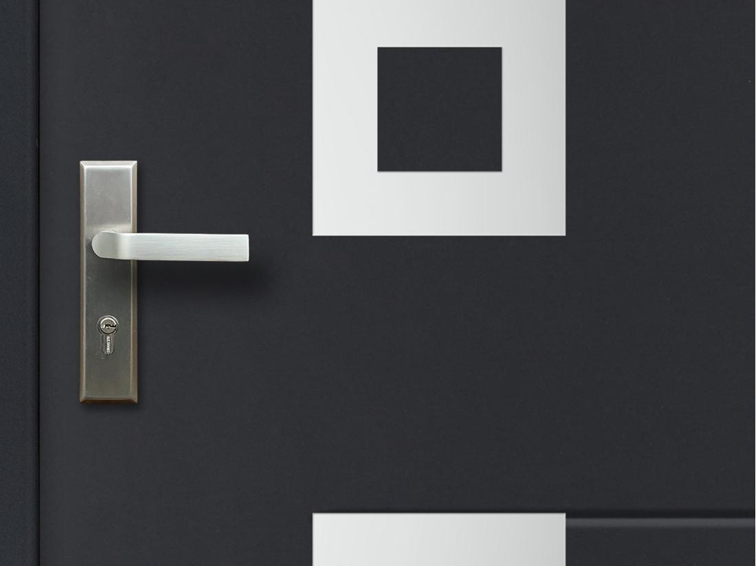 Vente Unique Porte D'entrée En Acier Avec Inox H207 X L100 Cm Anthracite - Poussant Droit - TIFANA