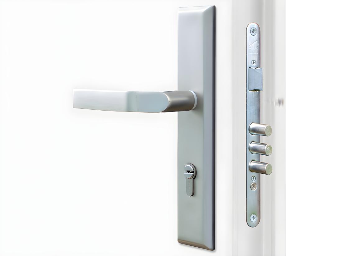 Vente Unique Porte D'entrée En Acier Avec Inox H207 X L100 Cm Anthracite - Poussant Droit - TIFANA