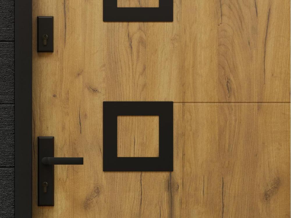 Vente Unique Porte D'entrée En Acier Avec Inox H207 X L100 Cm Effet Chêne - Poussant Droit - TIFANA