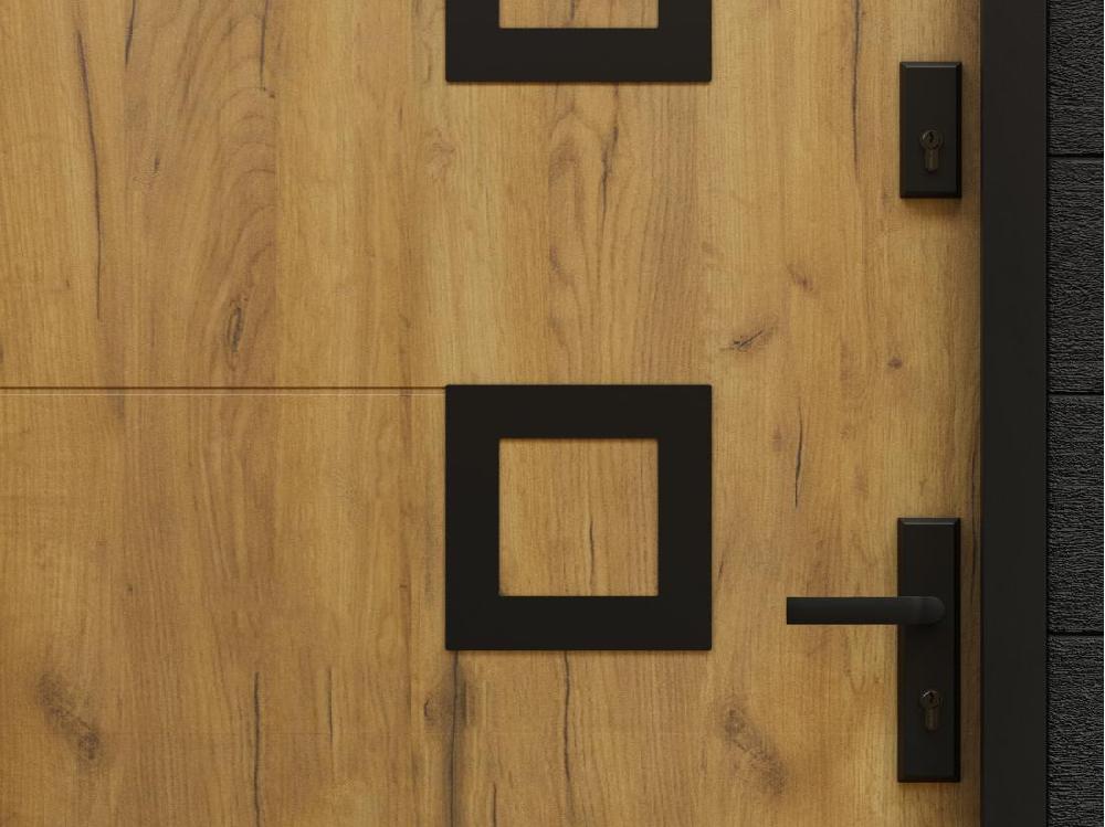 Vente Unique Porte D'entrée En Acier Avec Inox L207 X L100 Cm Effet Chêne - Poussant Gauche - TIFANA