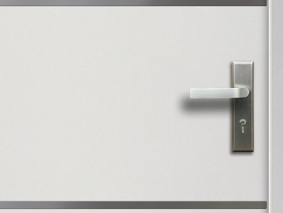 Vente Unique Porte D'entrée En Acier Pleine Et Inox H207 X L100 Cm Blanc - Poussant Gauche - NAXARA