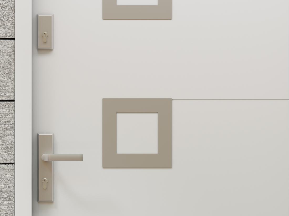 Vente Unique Porte D'entrée En Acier Pleine Et Inox H207 X L100 Cm Blanc - Poussant Droit - TIFANA