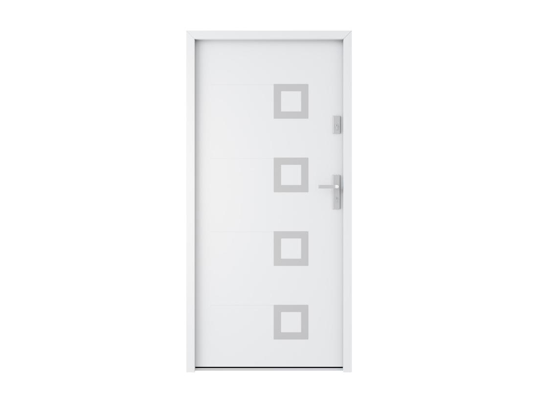 Vente Unique Porte D'entrée En Acier Pleine Et Inox H207 X L100 Cm Blanc - Poussant Gauche - TIFANA