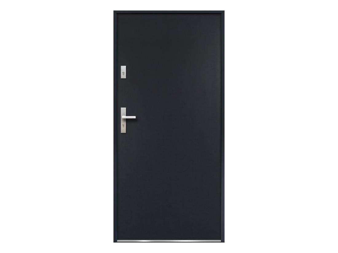 Vente Unique Porte D'entrée En Acier Pleine H207 X L100 Cm Anthracite - Poussant Droit - AGUEDA
