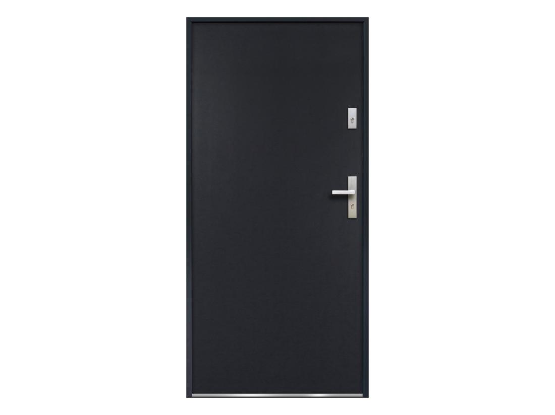 Vente Unique Porte D'entrée En Acier Pleine H207 X L100 Cm Anthracite - Poussant Gauche - AGUEDA