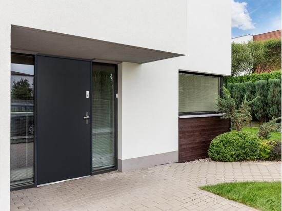 vente unique Porte d'entrée en acier pleine H207 x L100 cm anthracite - poussant gauche - AGUEDA