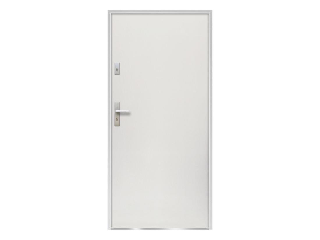 Vente Unique Porte D'entrée En Acier Pleine H207 X L100 Cm Blanc - Poussant Droit - AGUEDA