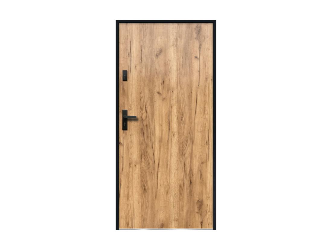 Vente Unique Porte D'entrée En Acier Pleine H207 X L100 Cm Effet Chêne - Poussant Droit - AGUEDA