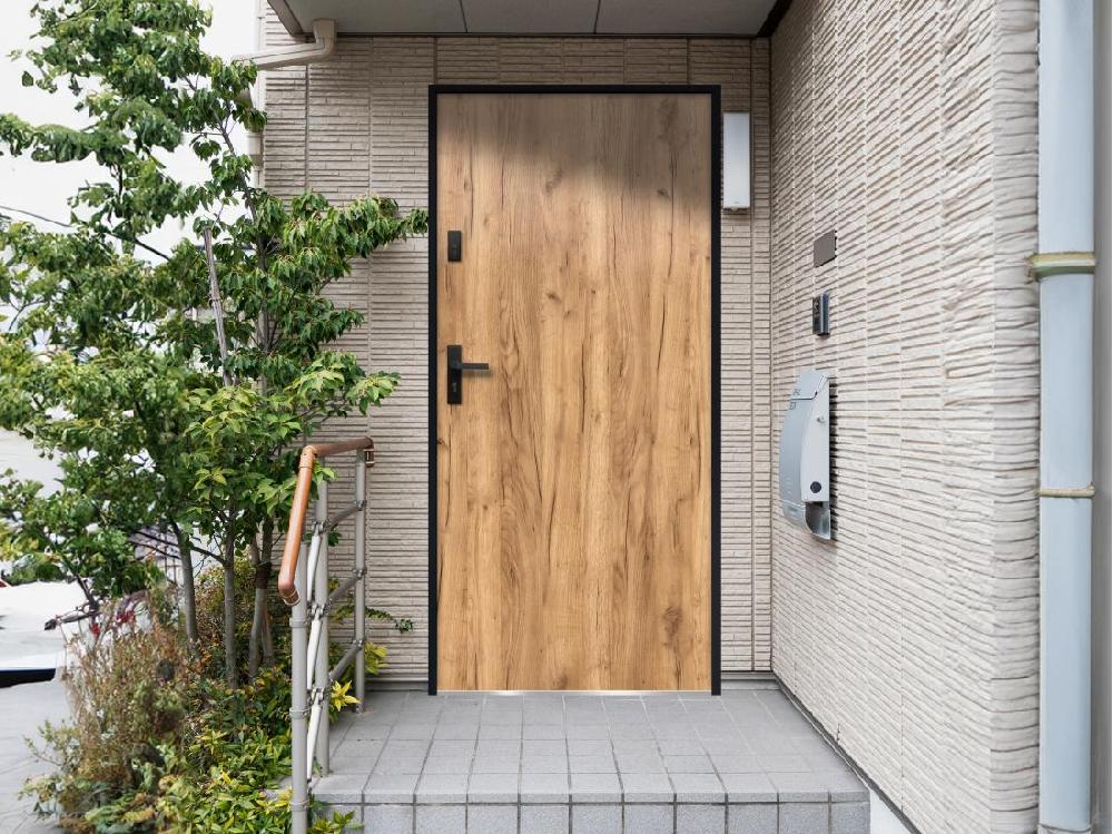 Vente Unique Porte D'entrée En Acier Pleine H207 X L100 Cm Effet Chêne - Poussant Droit - AGUEDA