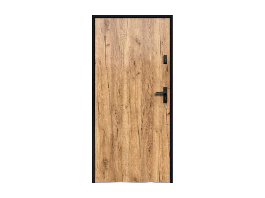 Vente Unique Porte D'entrée En Acier Pleine H207 X L100 Cm Effet Chêne - Poussant Gauche - AGUEDA
