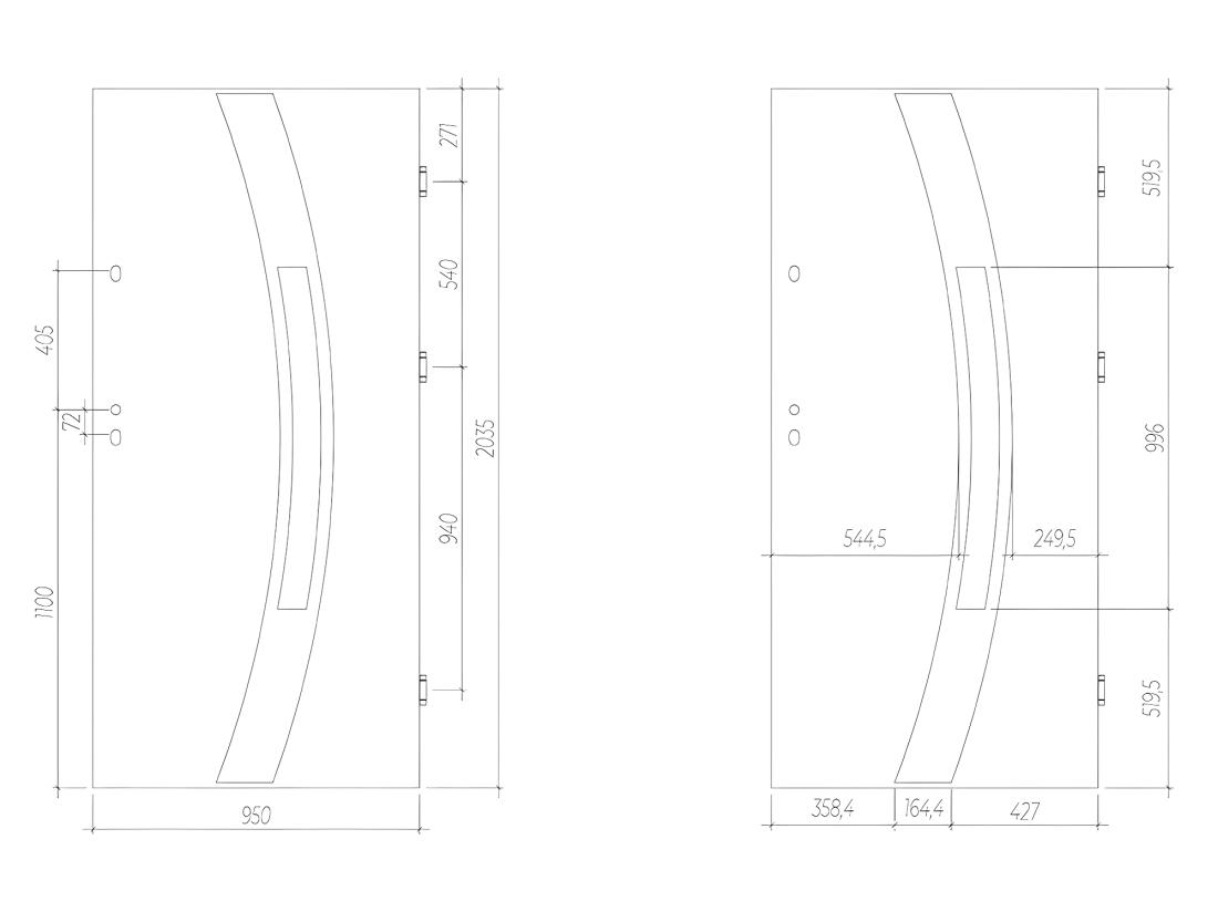 Vente Unique Porte D'entrée En Acier Vitrée Avec Inox H207 X L100 Cm Anthracite - Poussant Droit - TROFA