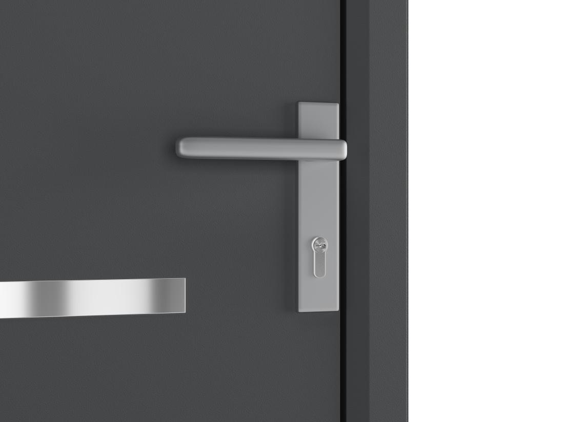 Vente Unique Porte D'entrée En Aluminium H218 X L96 Cm Anthracite - Poussant Gauche - AMARES