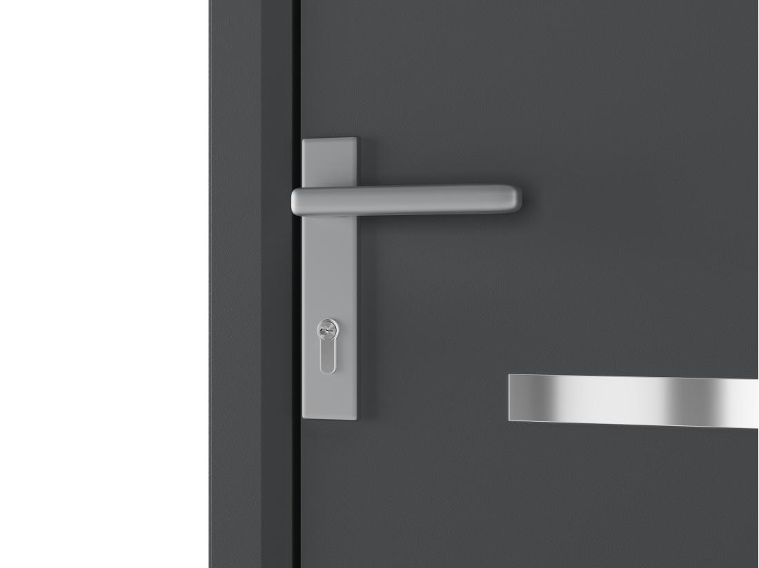 Vente Unique Porte D'entrée En Aluminium H218 X L96 Cm Anthracite - Poussant Droit - AMARES