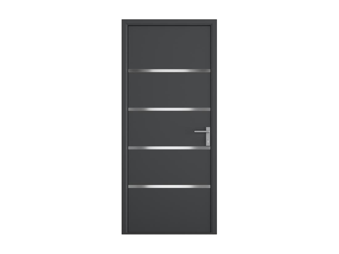 Vente Unique Porte D'entrée En Aluminium H218 X L96 Cm Anthracite - Poussant Gauche - ISALINA