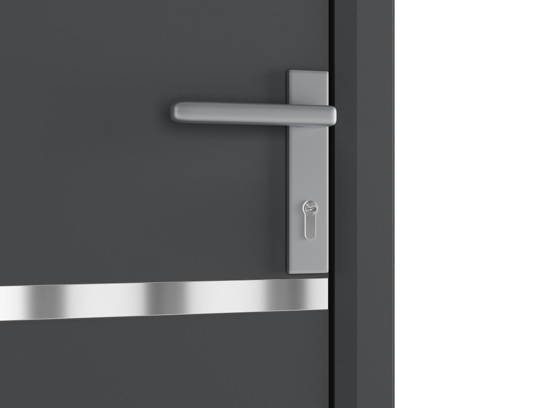 Vente Unique Porte D'entrée En Aluminium H218 X L96 Cm Anthracite - Poussant Gauche - ISALINA