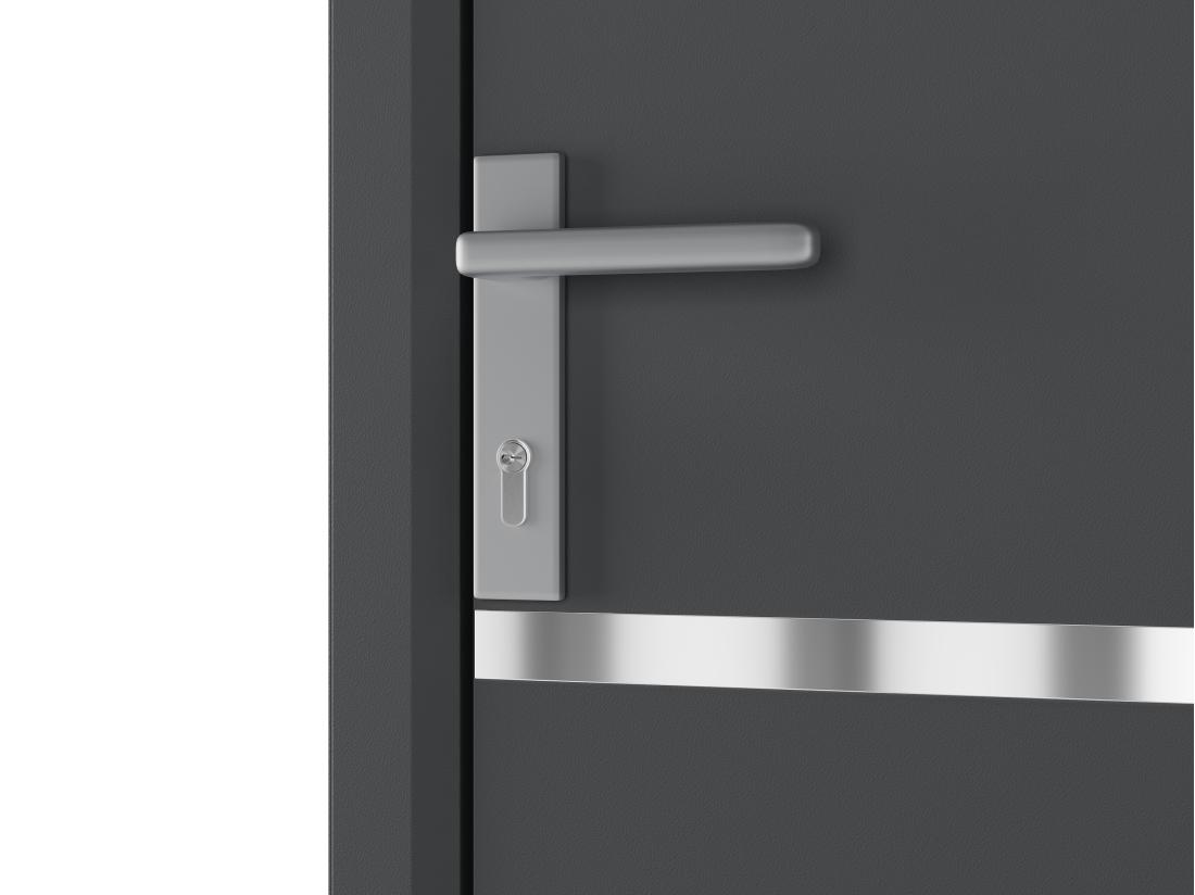 Vente Unique Porte D'entrée En Aluminium H218 X L96 Cm Anthracite - Poussant Droit - ISALINA