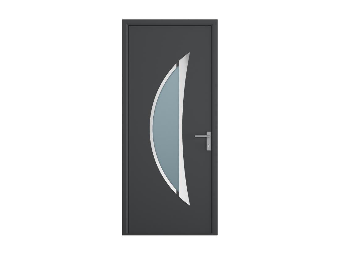 Vente Unique Porte D'entrée En Aluminium H218 X L96 Cm Anthracite - Poussant Gauche - DATELO