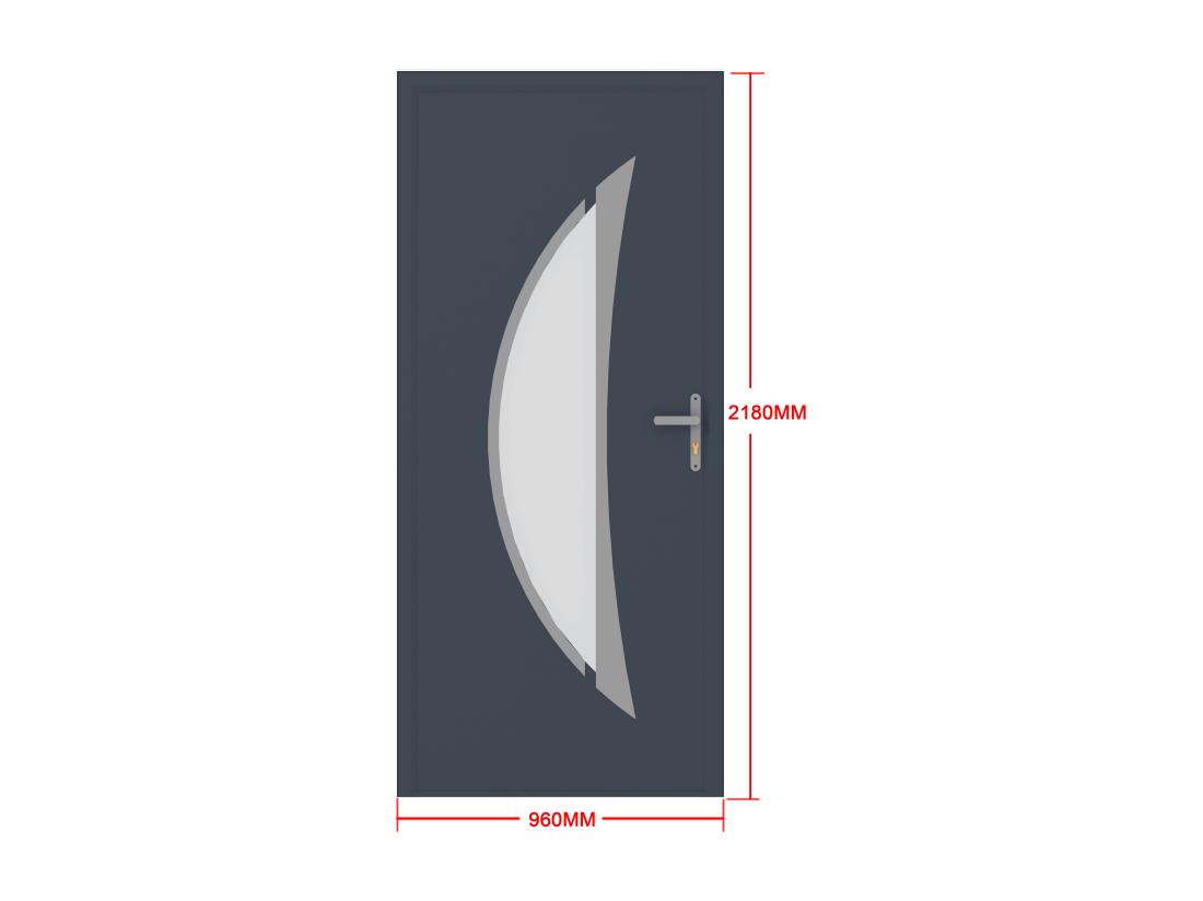 Vente Unique Porte D'entrée En Aluminium H218 X L96 Cm Anthracite - Poussant Gauche - DATELO