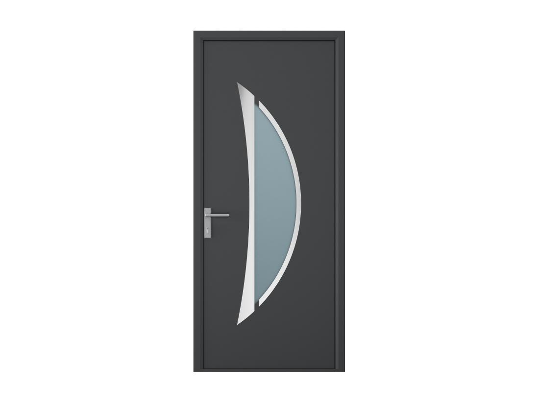 Vente Unique Porte D'entrée En Aluminium H218 X L96 Cm Anthracite - Poussant Droit - DATELO