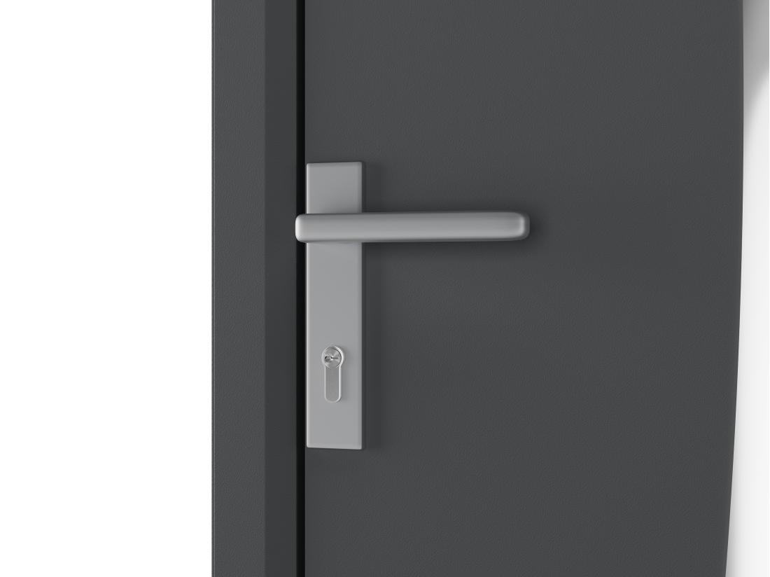 Vente Unique Porte D'entrée En Aluminium H218 X L96 Cm Anthracite - Poussant Droit - DATELO