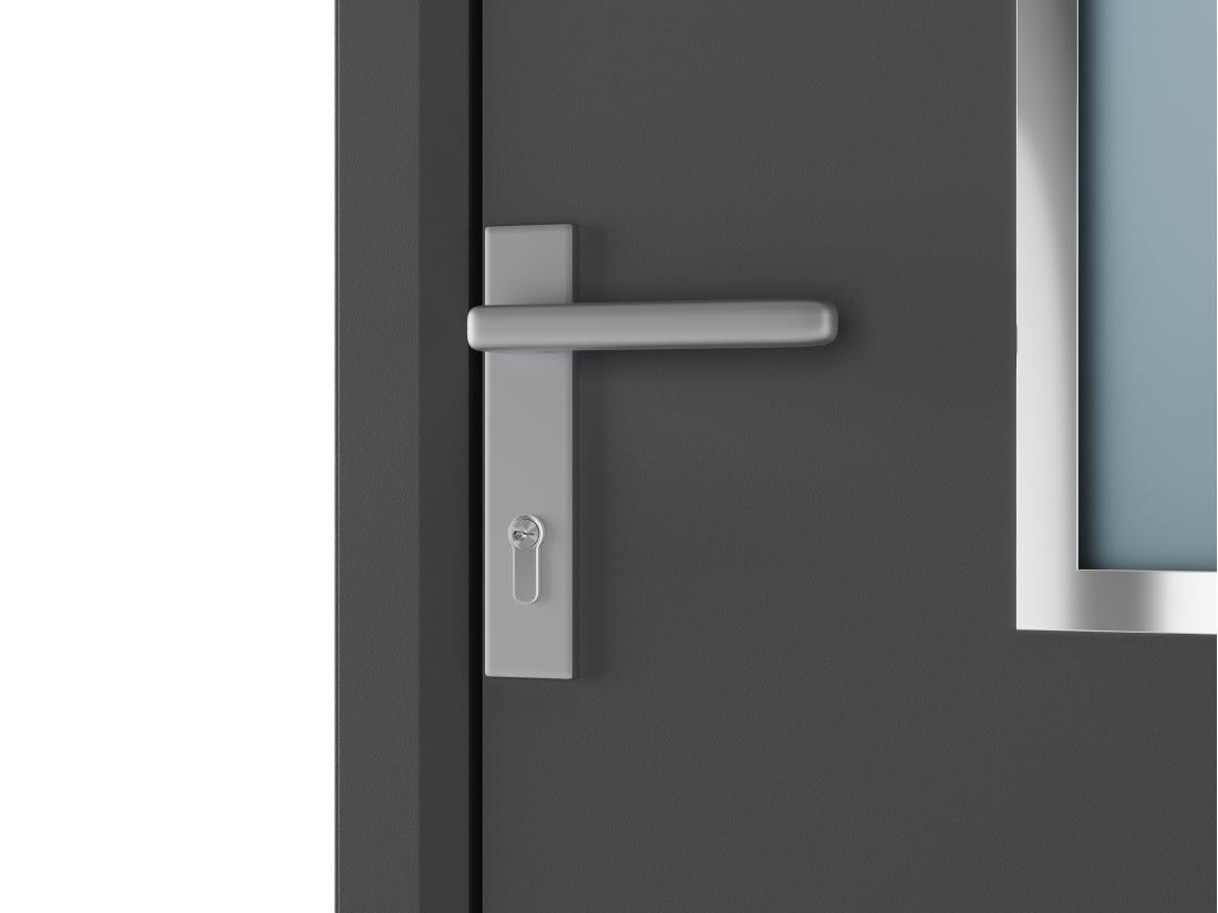 Vente Unique Porte D'entrée En Aluminium H218 X L96 Cm Anthracite - Poussant Droit - ROSILVA