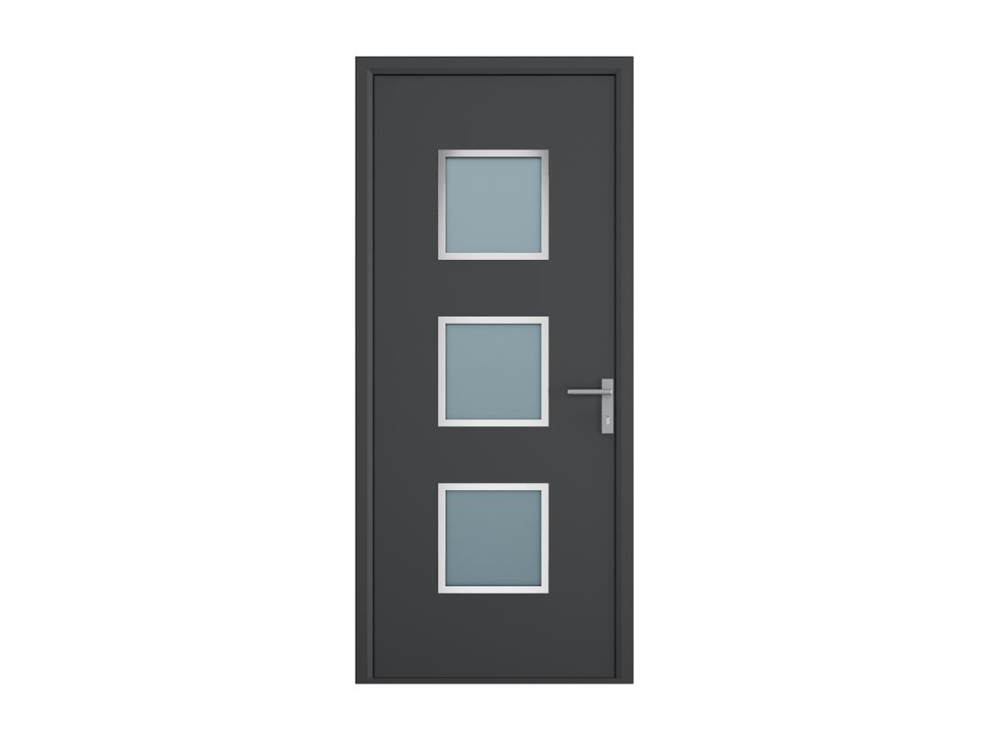Vente Unique Porte D'entrée En Aluminium H218 X L96 Cm Anthracite - Poussant Gauche - ROSILVA