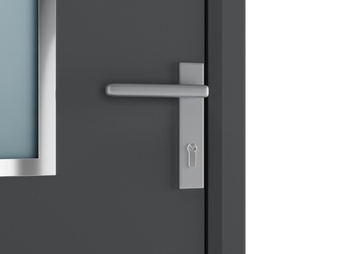 Vente Unique Porte D'entrée En Aluminium H218 X L96 Cm Anthracite - Poussant Gauche - ROSILVA