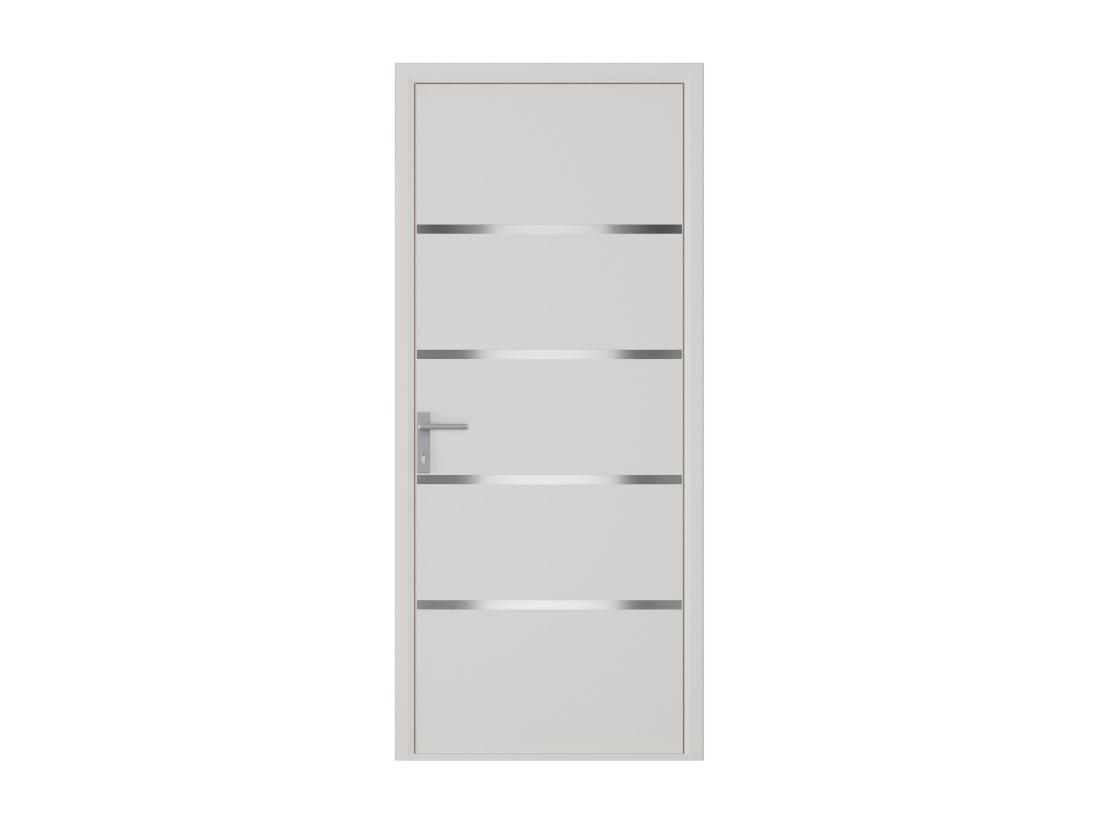 Vente Unique Porte D'entrée En Aluminium H218 X L96 Cm Blanc - Poussant Droit - ISALINA