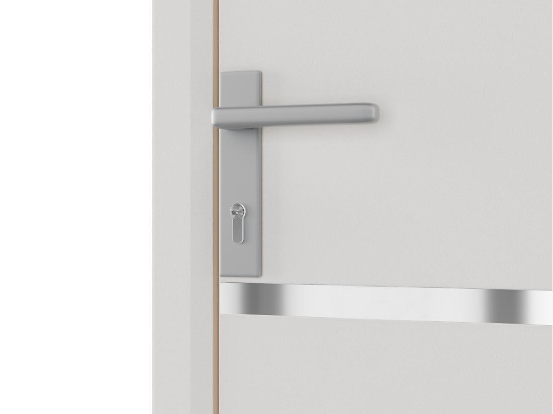 Vente Unique Porte D'entrée En Aluminium H218 X L96 Cm Blanc - Poussant Droit - ISALINA
